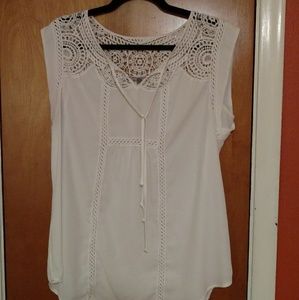 Daniel Rainn crochet trim blouse, ivory, L